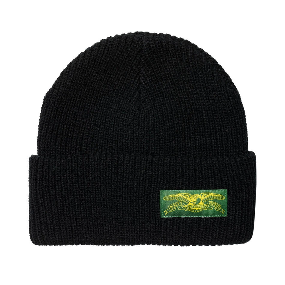 Anti-Hero Stock Eagle Label Cuff Beanie Black/Green/Yellow