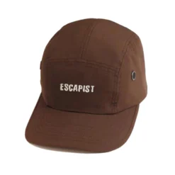 Escapist Brushstroke Embroidered 5 Panel Strapback Hat Brown