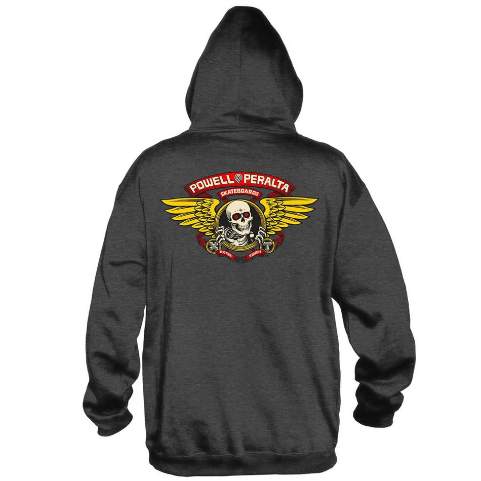 Powell Peralta Powell Winged Ripper Hoodie Charcoall Heather - Image 2
