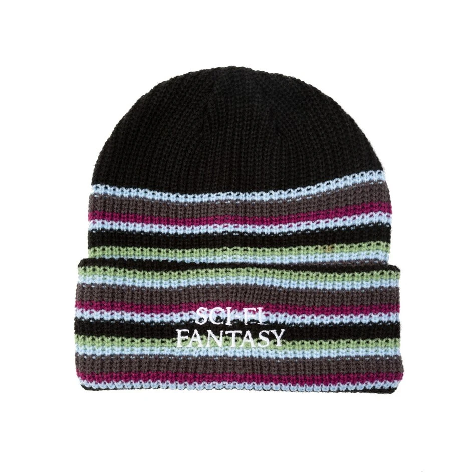 Sci-Fi Fantasy Striped Beanie Black/Sage